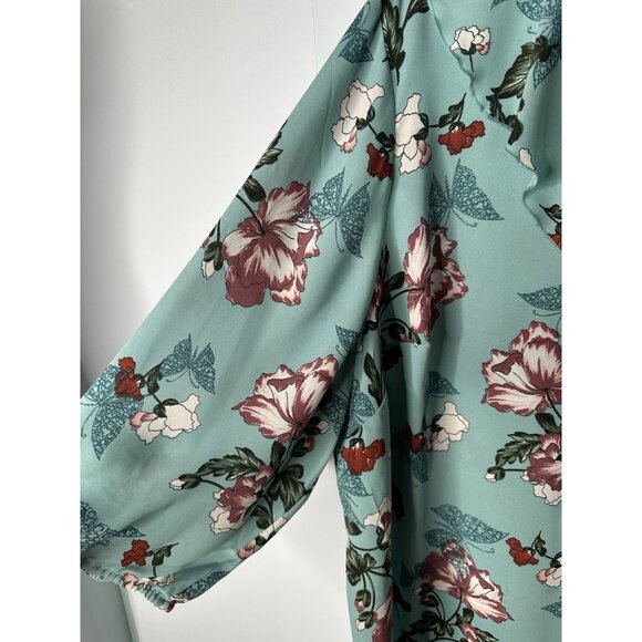 Catherines Womens 2X Blue Floral Butterfly Ruffle Top Romantic Flowy Cottagecore - Picture 5 of 10